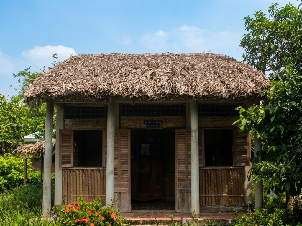 Tái hiện căn cứ cách mạng Vườn Mận Cần Thơ nhà lá lợp dừa nước di tích lịch sử căn cứ vườn mận cần thơ